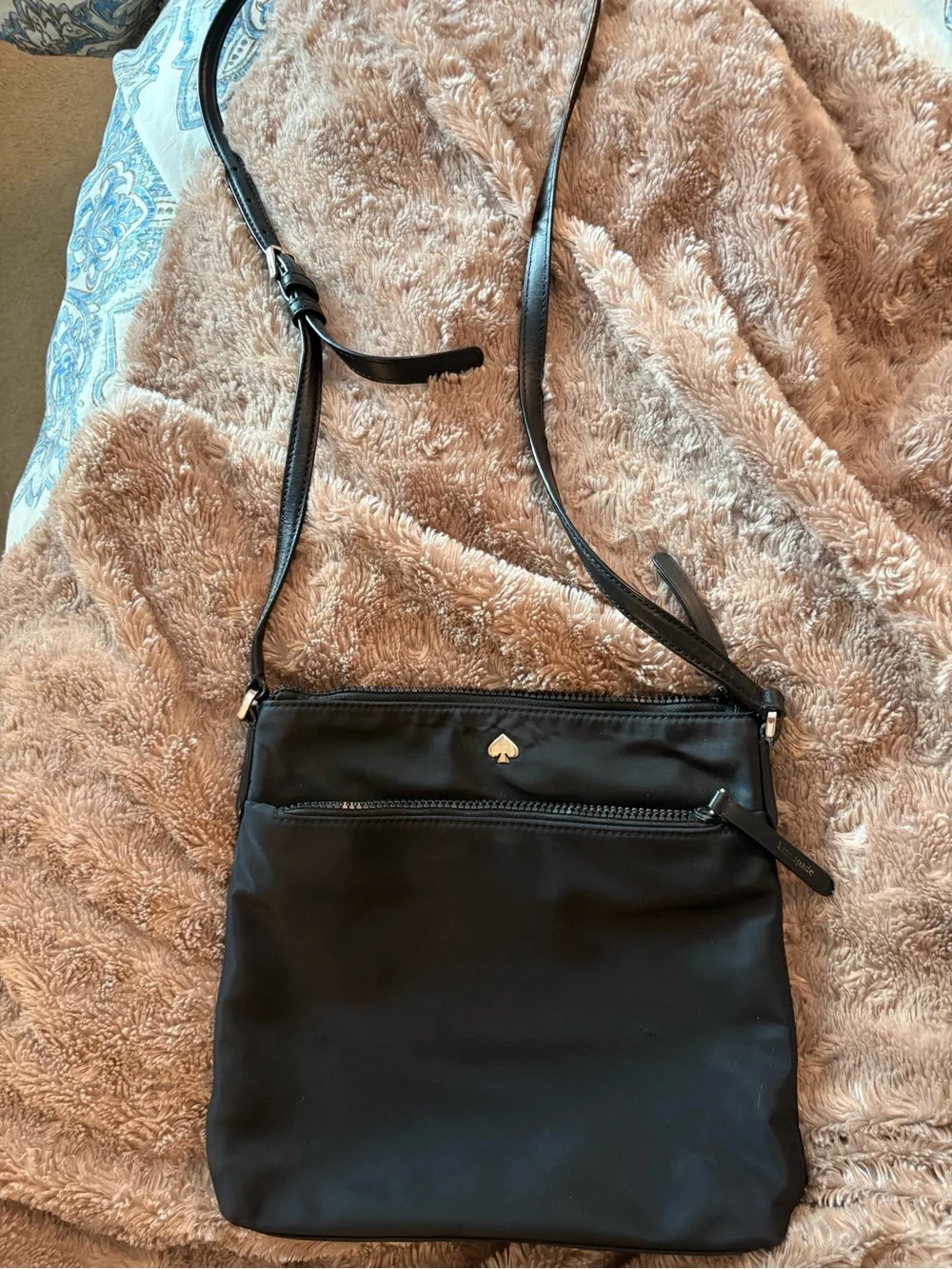 KATE SPADE New York Nylon Jae Crossbody Bag Black Gold
